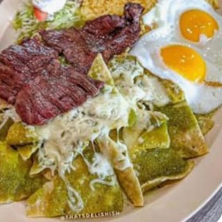 Chilaquiles with Egg & Carne Asada
